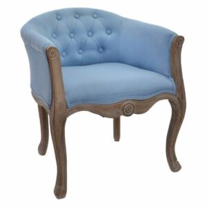 Stol DKD Home Decor Blå Polyester Træ Gummitræ 58 x 56 x 69 cm