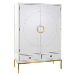 Skab DKD Home Decor Hvid Gylden Metal Poppel 120 x 50 x 175 cm
