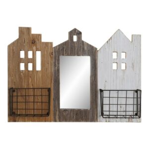 Tidsskriftholder DKD Home Decor Hvid Brun Metal Paulonia træ (57 x 10 x 40 cm)