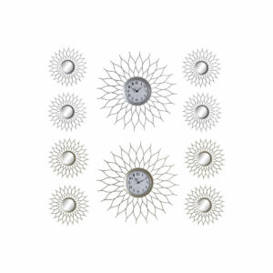 Vægur DKD Home Decor Champagne Sølvfarvet polypropylen Spejl 50 x 4 x 50 cm 5 Dele (2 enheder)