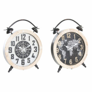 Namizna ura DKD Home Decor Hvid Sort Natur Vintage (2 enheder)