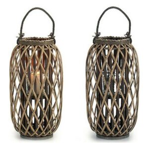 Lyseholder Gift Decor Brun flet Glas 11,5 x 12 cm 32 X 49,5 X 28 CM