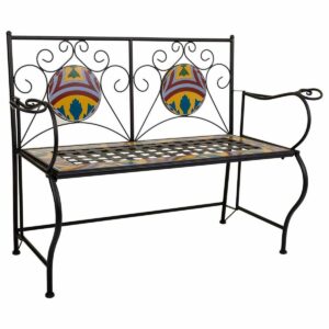 Bænk Alexandra House Living Sort Jern Flise 50 x 88 x 110 cm