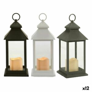 LED-lanterne Gift Decor Hvid Sort Krystal Plastik 13,5 x 34,5 x 13,5 cm (12 enheder)